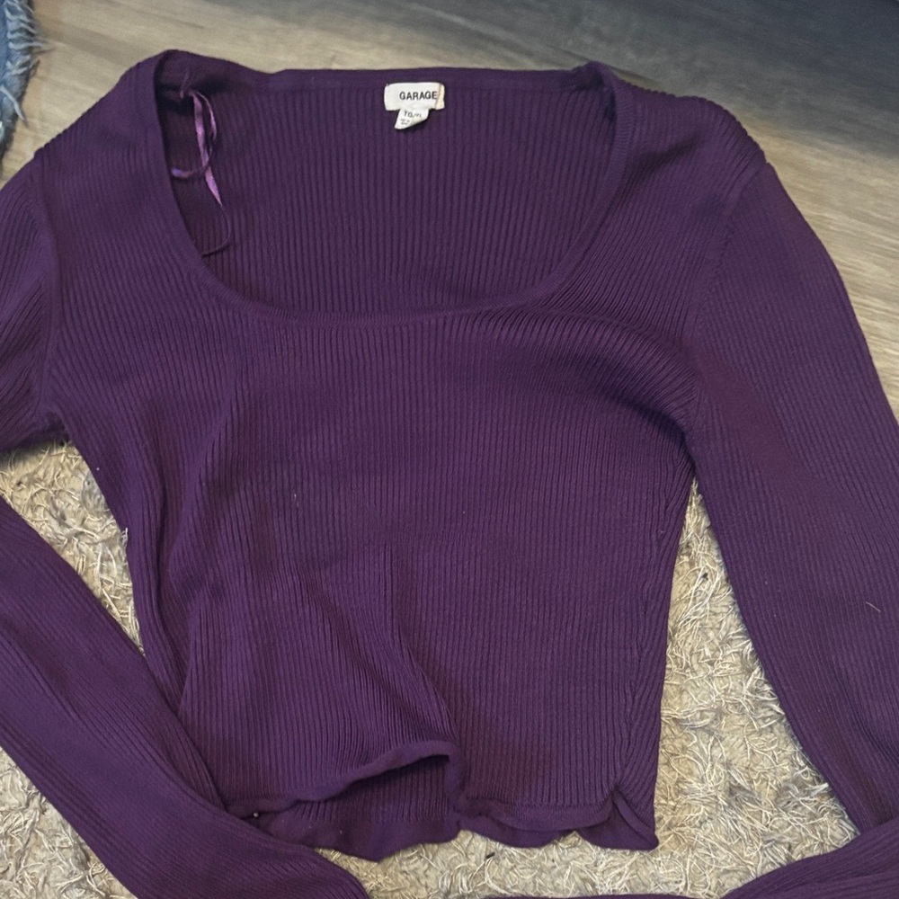 Garage Women's Deep Purple Ribbed Blouse